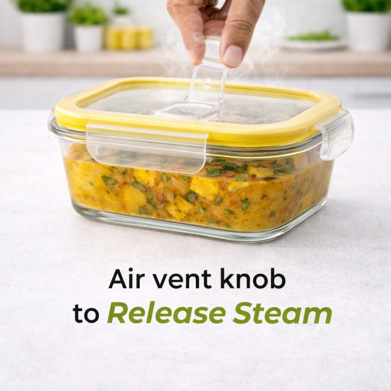 Rectangle Food Storage Container with Airtight Glass Lid | Borosilicate Glass Container for Lunchbox | Microwave & Dishwasher Safe | Transparent Ideal for Kitchen Use 1pc & 640ml Rectangle Food Storage Container with Airtight Glass Lid | Borosilicate Glass Container for Lunchbox | Microwave & Dishwasher Safe | Transparent Ideal for Kitchen Use 1pc & 640ml