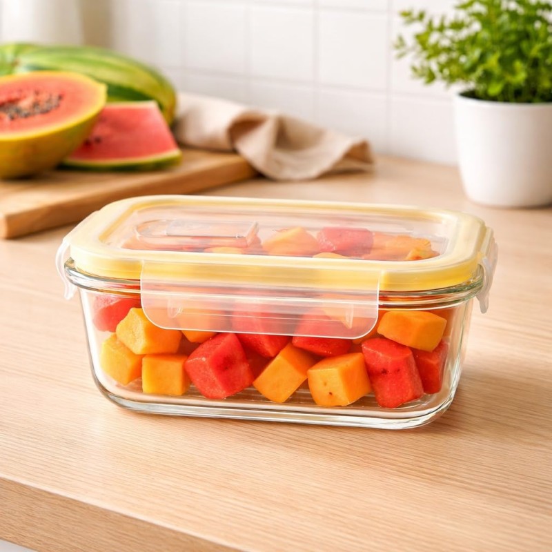 Rectangle Food Storage Container with Airtight Glass Lid | Borosilicate Glass Container for Lunchbox | Microwave & Dishwasher Safe | Transparent Ideal for Kitchen Use 1pc & 1040ml Rectangle Food Storage Container with Airtight Glass Lid | Borosilicate Glass Container for Lunchbox | Microwave & Dishwasher Safe | Transparent Ideal for Kitchen Use 1pc & 1040ml