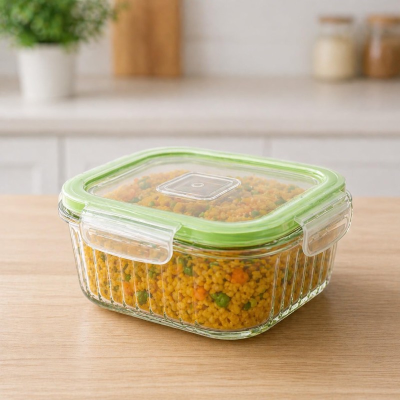 Premium Square Glass Food Storage Container Set with Airtight Lid | Microwave & Dishwasher Safe | Borosilicate Glass Container for Lunchbox 1Pc & 520 ML Transparent Glass Containers Office Premium Square Glass Food Storage Container Set with Airtight Lid | Microwave & Dishwasher Safe | Borosilicate Glass Container for Lunchbox 1Pc & 520 ML Transparent Glass Containers Office