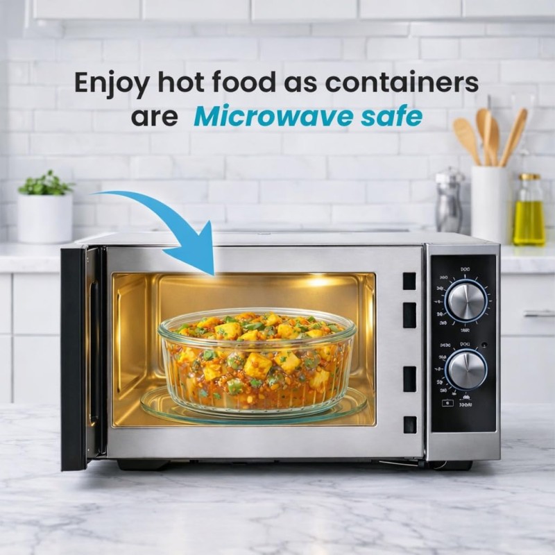 Fresh Lock Borosilicate Glass Pro Round Food Storage Container with Airtight Clip Lock Lid | 1Pc 620 ml | Leakproof & BPA Free, Microwave Freezer Safe Lunch Box | Kitchen Storage for Meal Fresh Lock Borosilicate Glass Pro Round Food Storage Container with Airtight Clip Lock Lid | 1Pc 620 ml | Leakproof & BPA Free, Microwave Freezer Safe Lunch Box | Kitchen Storage for Meal