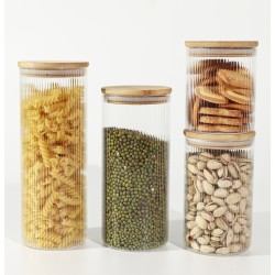 Swissboro Elora Bamboo Lid Borosilicate Glass Round Jar 1 pc- 500ml