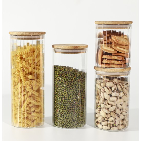 Swissboro Elora Bamboo Lid Borosilicate Glass Round Jar 1 pc- 500ml