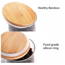 Swissboro Elora Bamboo Lid Borosilicate Glass Round Jar 1 pc- 500ml