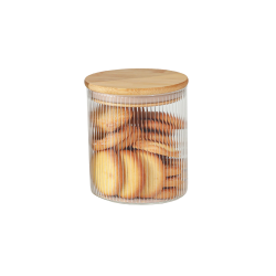 Swissboro Elora Bamboo Lid Borosilicate Glass Round Jar 1 pc- 500ml