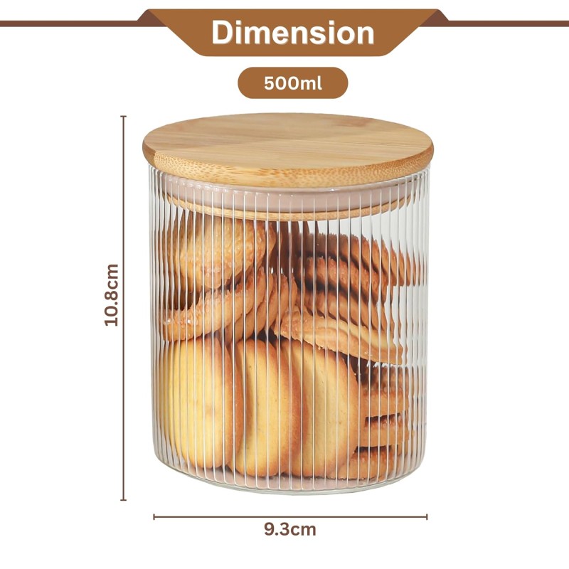 Elora Bamboo Lid Borosilicate Glass Round Jar 1 pc- 500ml Elora Bamboo Lid Borosilicate Glass Round Jar 1 pc- 500ml