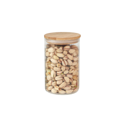 SwissBoro Elora Bamboo Lid Borosilicate Glass Round Jar 1 pc- 750ml