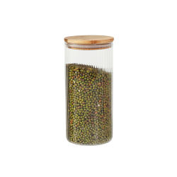 Swissboro Elora Bamboo Lid Borosilicate Glass Round Jar 1 pc- 100ml