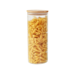 Swissboro Elora Bamboo Lid Borosilicate Glass Round Jar 1 pc-1250ml