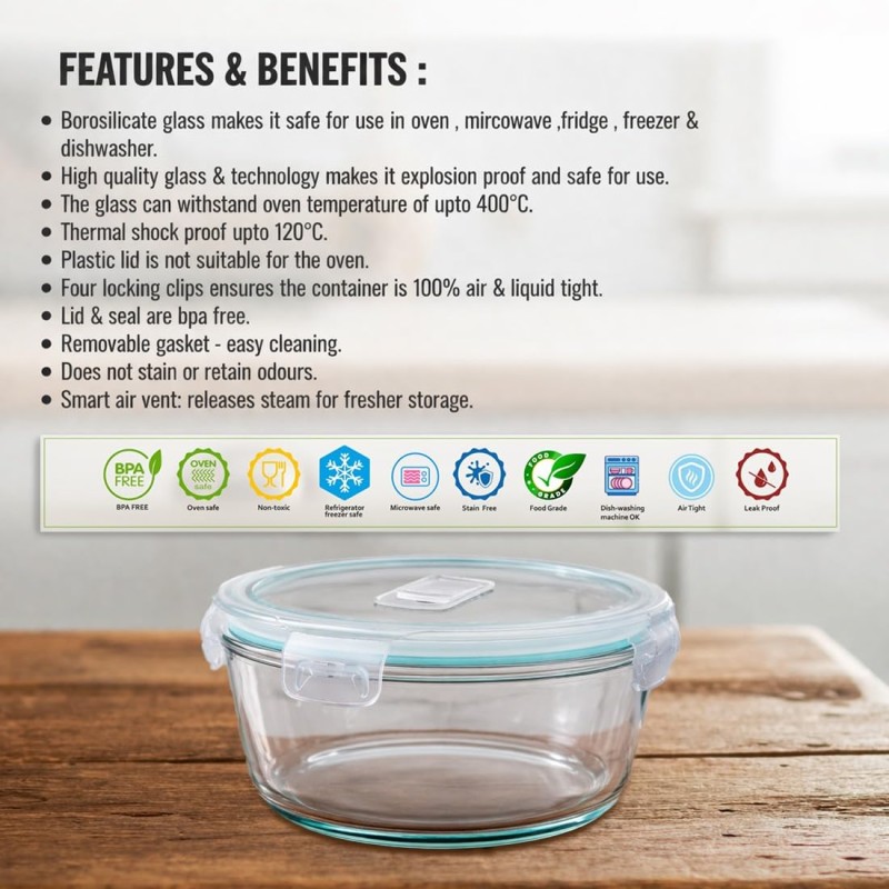 Swissboro Almaty 3 Pcs Round Lunch Box with Bag- 400 ML