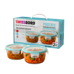 Swissboro Phoenix Round Container Set of 2 Pcs- 400 + 620 ML