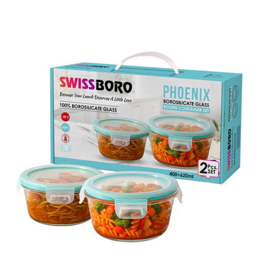Swissboro Phoenix Round Container Set of 2 Pcs- 400 + 620 ML