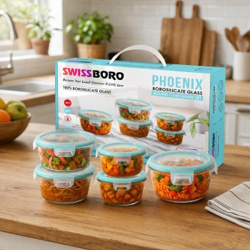 Swissboro Phoenix Round Container Set of 5 Pcs- 400 x 2 + 620 x 1 + 200 x 2