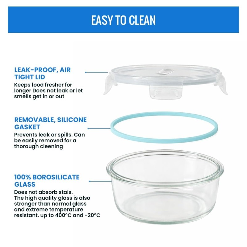 Swissboro Phoenix Round Container Set of 5 Pcs- 400 x 2 + 620 x 1 + 200 x 2