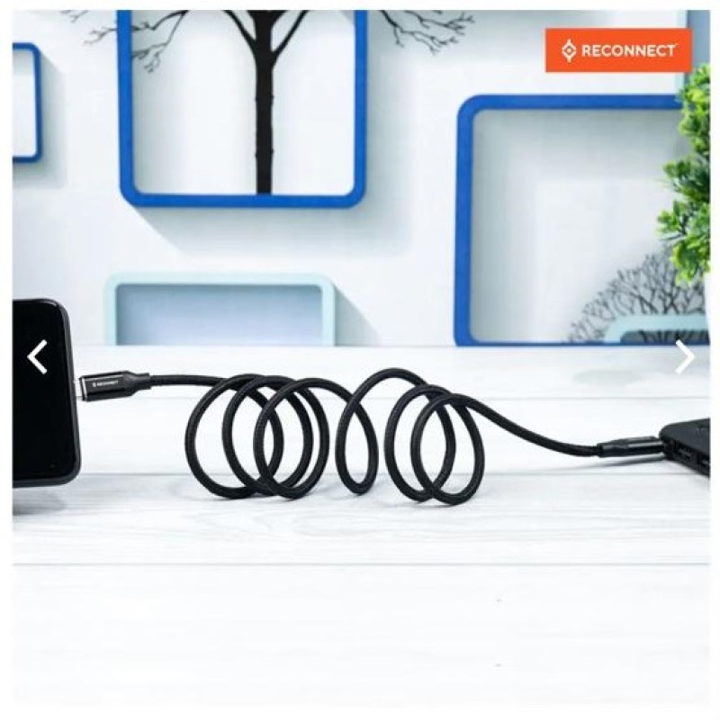 Reconnect type-c to type-c Nylon braided cable | Fast charging and Data Sync | c cable for samsung, vivo, redmi, realme, oppo, oneplus, infinix, poco, xiaomi, motorola, itel and more...