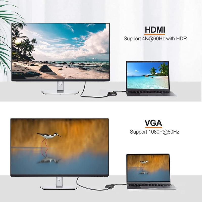 CableCreation USB C to HDMI VGA Adapter, USB Type C to HDMI 4K 60Hz VGA 1080P 60Hz Converter Compatible with Galaxy S22 Ultra/S20, MacBook Pro 2020, iPad Pro 2020, Dell XPS 13/15, Surface Go CableCreation USB C to HDMI VGA Adapter, USB Type C to HDMI 4K 60Hz VGA 1080P 60Hz Converter Compatible with Galaxy S22 Ultra/S20, MacBook Pro 2020, iPad Pro 2020, Dell XPS 13/15, Surface Go