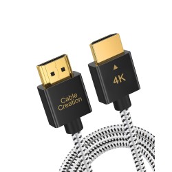 CableCreation Ultra Thin HDMI Male to Male, 10ft HDMI 2.0 High-Speed Ultra Slim Low Profile Cable, Support 3D, 4K@60Hz, Audio Return (Last Standard), Latest Version for PS4, X-Box etc, Braided, 3M