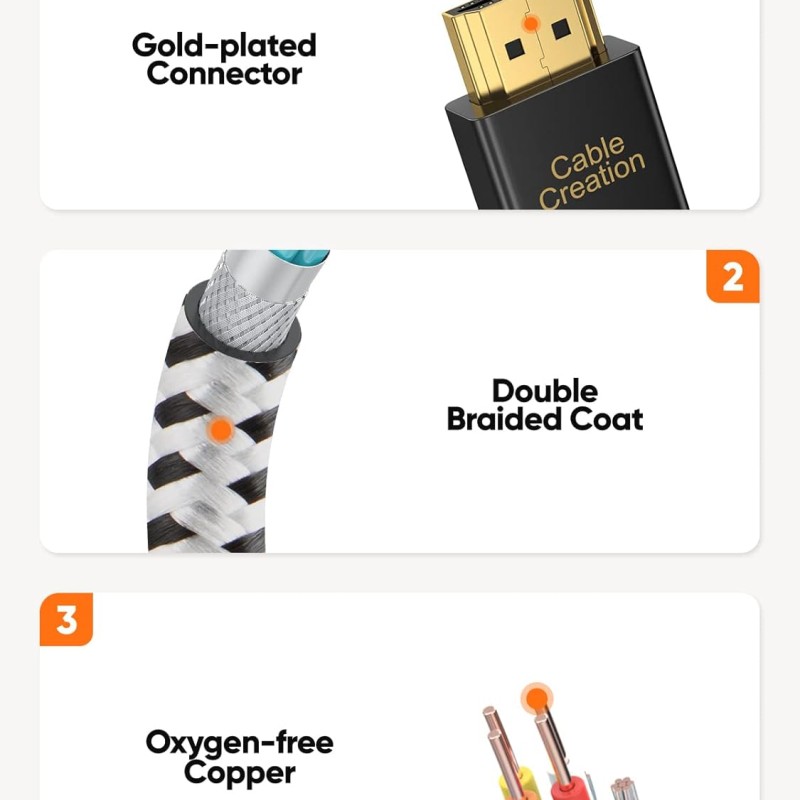 CableCreation Ultra Thin HDMI Male to Male, 10ft HDMI 2.0 High-Speed Ultra Slim Low Profile Cable, Support 3D, 4K@60Hz, Audio Return (Last Standard), Latest Version for PS4, X-Box etc, Braided, 3M CableCreation Ultra Thin HDMI Male to Male, 10ft HDMI 2.0 High-Speed Ultra Slim Low Profile Cable, Support 3D, 4K@60Hz, Audio Return (Last Standard), Latest Version for PS4, X-Box etc, Braided, 3M