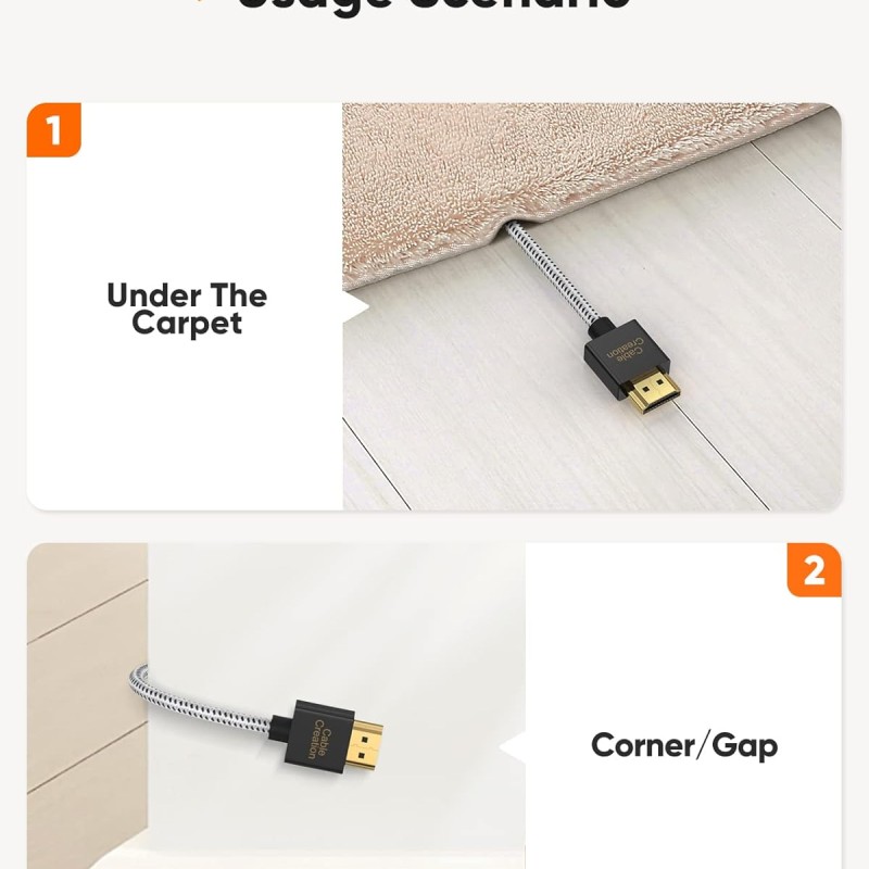 CableCreation Ultra Thin HDMI Male to Male, 10ft HDMI 2.0 High-Speed Ultra Slim Low Profile Cable, Support 3D, 4K@60Hz, Audio Return (Last Standard), Latest Version for PS4, X-Box etc, Braided, 3M CableCreation Ultra Thin HDMI Male to Male, 10ft HDMI 2.0 High-Speed Ultra Slim Low Profile Cable, Support 3D, 4K@60Hz, Audio Return (Last Standard), Latest Version for PS4, X-Box etc, Braided, 3M