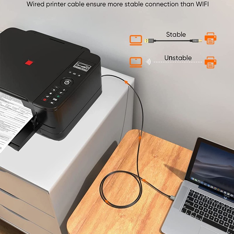 CableCreation USB Printer Cable, USB 2.0 A Male to B Male Scanner Cord, Compatible with, Cannon, Brother, Epson, Xerox, Samsung and More, 5 FT, Aluminium Case, Black CableCreation USB Printer Cable, USB 2.0 A Male to B Male Scanner Cord, Compatible with, Cannon, Brother, Epson, Xerox, Samsung and More, 5 FT, Aluminium Case, Black