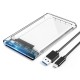 ORICO 2.5" External Hard Drive Enclosure, SATA III to USB Type-C for HDD/SSD - Tool Free Installation, Transparent Design, Supports UASP and up to 4TB