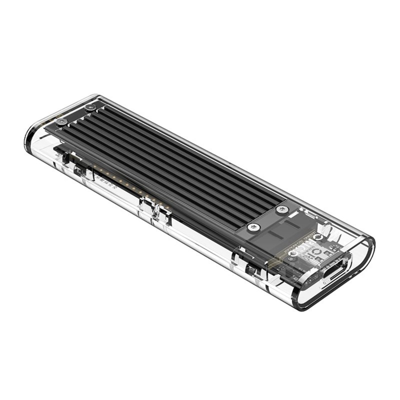 ORICO Transparent NVMe M.2 Enclosure Tool-Free USB3.1 Type-C Gen2 10Gbps to M.2 SSD Enclosure for Intel 660p/Samsung 970 EVO/Samsung970 Pro 2230/2242/2260/2280 PCIe NVMe M-Key SSD up to 2TB.
