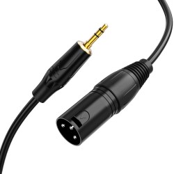 CableCreation 3.5mm to XLR Male, 3-Pole TRS Stereo Male to XLR Male Cable Compatible with iPhone, iPod, Tablet, Laptop and More, Black 6 Feet/1.8M