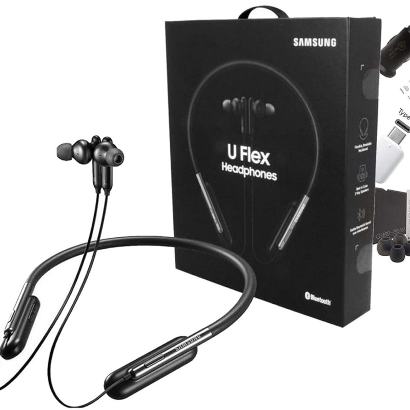 Samsung U Flex Bluetooth Wireless in-Ear Headphones HD Sound and Mic - with Car-Charger 4FT USB Kit (US Model - Retail Packing)