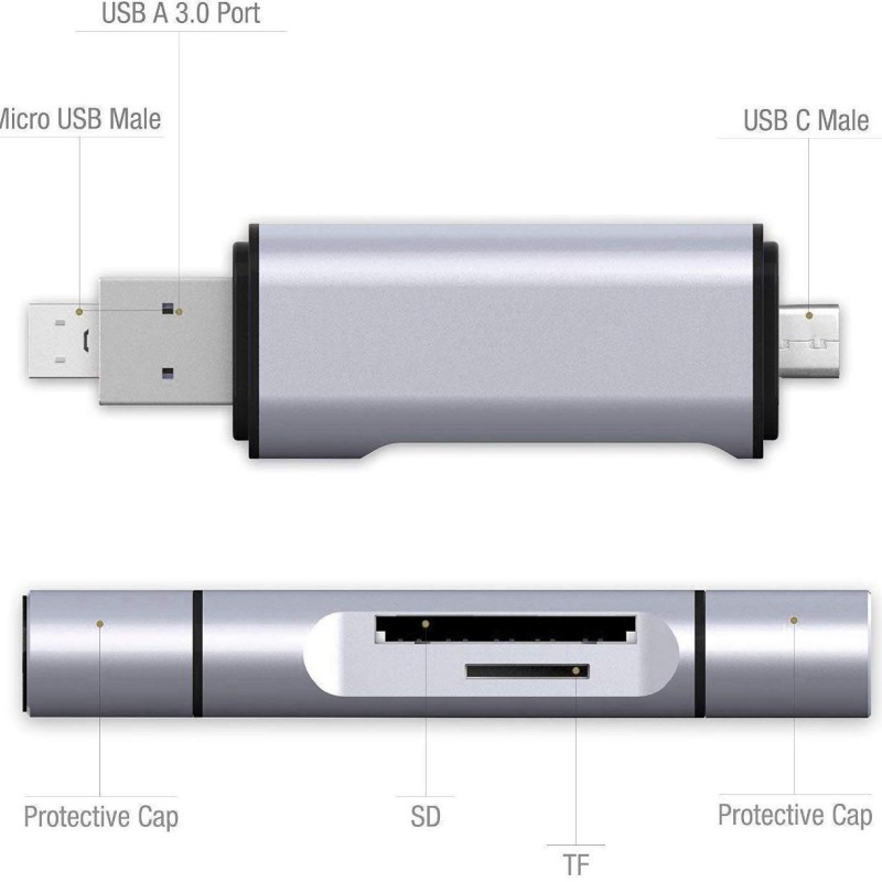 Famous Quality� 3 in 1 USB 3.0, USB C, Micro USB Card Reader SD, Micro SDXC Memory Card Reader for MacBook PC Tablets Smartphones
