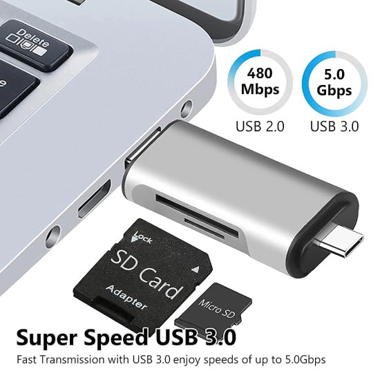 Famous Quality® 3 in 1 USB 3.0, USB C, Micro USB Card Reader SD, Micro SDXC Memory Card Reader for MacBook PC Tablets Smartphones