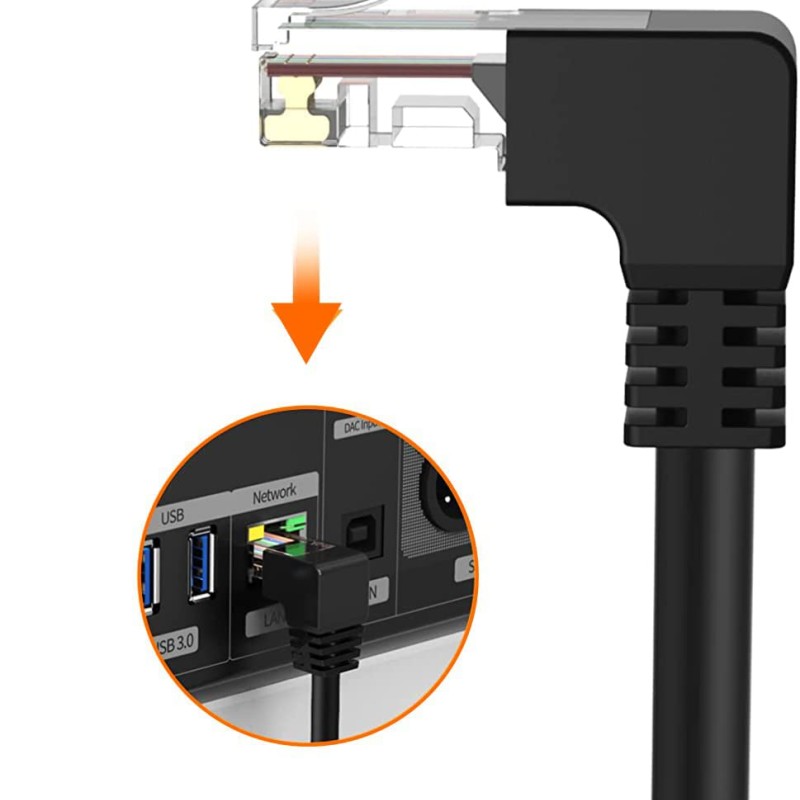 CableCreation Angle CAT6 Ethernet Patch Cable(10 Feet), Downward Angled Lan Cable with 50U Gold Plated Contact, Black Color CableCreation Angle CAT6 Ethernet Patch Cable(10 Feet), Downward Angled Lan Cable with 50U Gold Plated Contact, Black Color