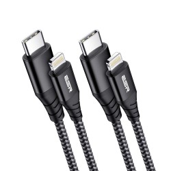 Esr Usb-C To Lightning Cable, (1 Meter, Mfi-Certified), Pd Fast Charging Adapter Cable For Iphone 13/13 Mini/13 Pro/13 Pro Max/12/12 Mini/12 Pro/12 Pro Max/Se 2022/11/Xr,Braided Nylon,(Pack of 1),Blk