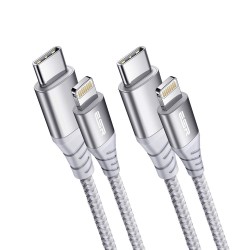 Esr Usb-C To Lightning Cable, (1 Meter, Mfi-Certified), Pd Fast Charging Adapter Cable For Iphone 13/13 Mini/13 Pro/13 Pro Max/12/12 Mini/12 Pro/12 Pro Max/Se 2022/11/Xr,Braided Nylon,(Pack of 1),Silver