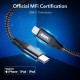 ESR USB-C to L Cable, (2 meter, MFi-Certified), PD Fast Charging Cable for iPhone 13/13 mini/13 Pro/13 Pro Max/12/12 mini/12 Pro/12 Pro Max/SE 2022/11/XR, Braided Nylon, (Pack of 1), Silver