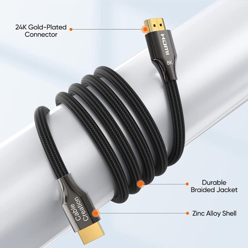 CableCreation 8K HDMI Cable 6.6 Feet, High Definition HDMI Cord 48Gbps, 8K 60Hz, HDCP 2.2, 4:4:4 HDR, eARC Compatible with MacBook Pro 2021, PS5, PS4, Xbox Series X, Xbox One, QLED TV, Roku TV-Black CableCreation 8K HDMI Cable 6.6 Feet, High Definition HDMI Cord 48Gbps, 8K 60Hz, HDCP 2.2, 4:4:4 HDR, eARC Compatible with MacBook Pro 2021, PS5, PS4, Xbox Series X, Xbox One, QLED TV, Roku TV-Black