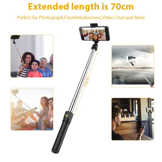 Bluetooth Extendable Wireless Ultra-Compact Selfie Stick with Remote and Tripod Stand for iPhone, Samsung, All Android, All Type C and More