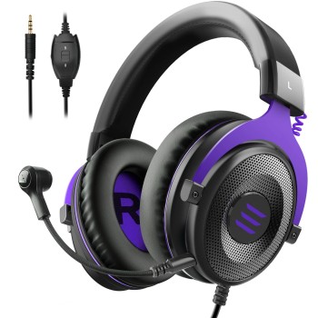 EKSA E900 Gaming Headset for Xbox - PC Headset Wired Gaming Headphones with Noise Canceling Mic, Over Ear Headphones Compatible with PS4, Xbox One, Nintendo Switch, PC, Mac, Laptop?PURPLE)