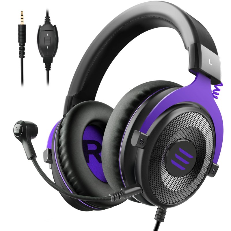 EKSA E900 Gaming Headset for Xbox - PC Headset Wired Gaming Headphones with Noise Canceling Mic, Over Ear Headphones Compatible with PS4, Xbox One, Nintendo Switch, PC, Mac, Laptop?PURPLE)