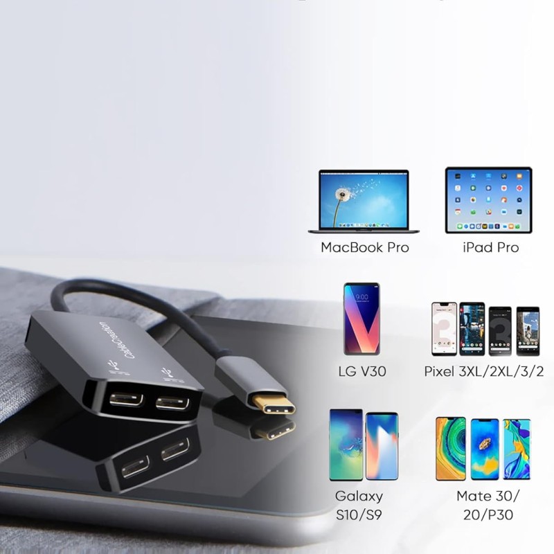 CableCreation USB C Headphone Audio Adapter, 2-in-1 Type-C to Dual Type-C hub Digital Audio& PD Charging Adapter,USB C Splitter for Google Pixel 2/3, Galaxy Note 9/S8/S9/S10 CableCreation USB C Headphone Audio Adapter, 2-in-1 Type-C to Dual Type-C hub Digital Audio& PD Charging Adapter,USB C Splitter for Google Pixel 2/3, Galaxy Note 9/S8/S9/S10