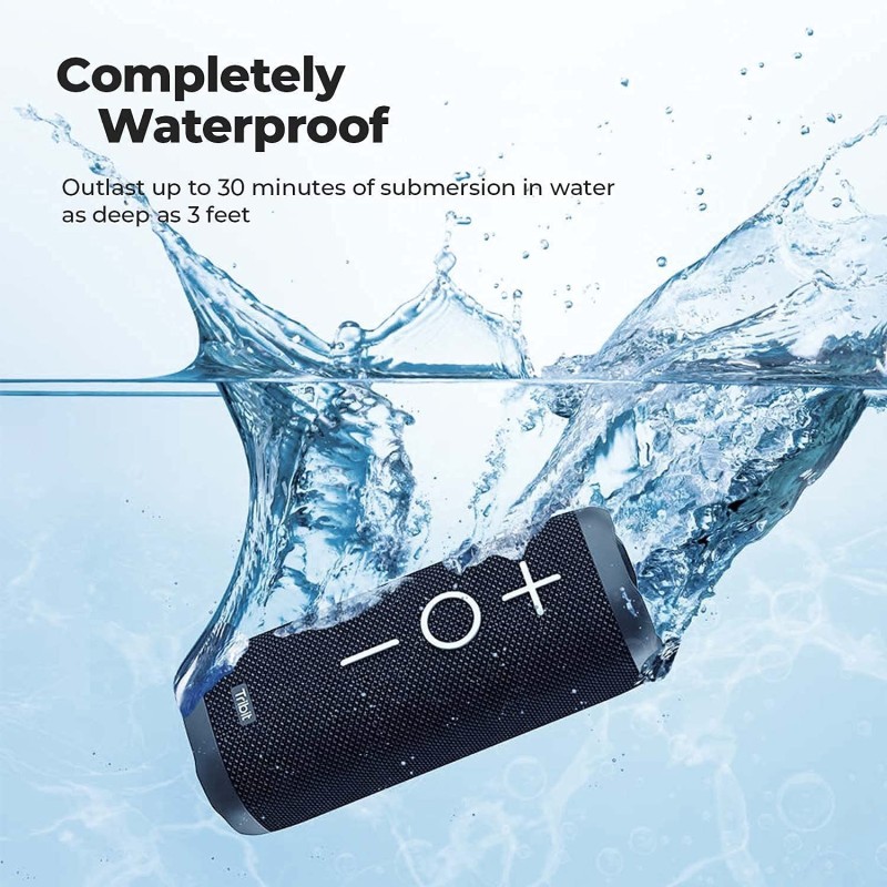 Tribit StormBox 24W Bluetooth Wireless Speakers,360�Surround Sound,Enhanced Bass-Independent XBass Button,Wireless Dual Pairing,Built-In Mic,IPX7 Waterproof,20H Playtime,Outdoor Portable Speaker,Black