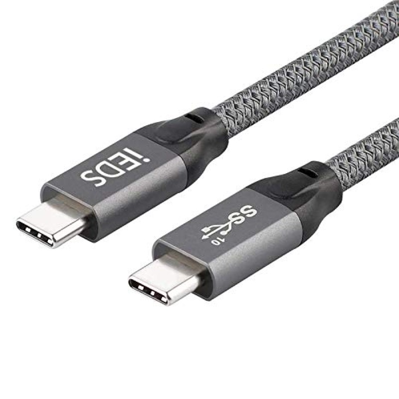 iEDS USB 3.1 Gen 2 Type C PD 20 Gbps 100W 5A 4K Video USB-C to USB-C Cable with E-Marker Chip 2M for Charging Adapter - Grey iEDS USB 3.1 Gen 2 Type C PD 20 Gbps 100W 5A 4K Video USB-C to USB-C Cable with E-Marker Chip 2M for Charging Adapter - Grey