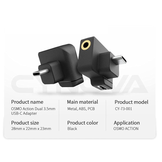 CYNOVA Osmo Action Dual 3.5mm Mic/USB-C Adapter Charging and Data Transferring, Audio Adapter Vlogging Accessories for OSMO Action Camera - Made for Osmo Action with Authorization