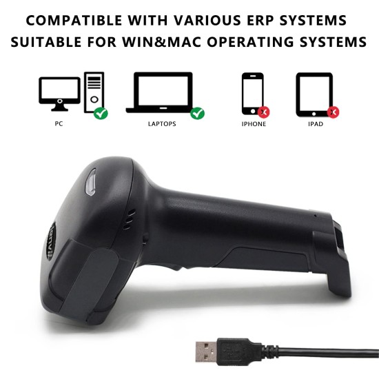 LENVII F510 Wired 2D Barcode Scanner | Plug and Play QR Code Scanner | Handheld Barcode Reader 1D Bar Code Scanner for Shop,Supermarket, Logistics, Library | Compatible with 1D & 2D Barcode Reading