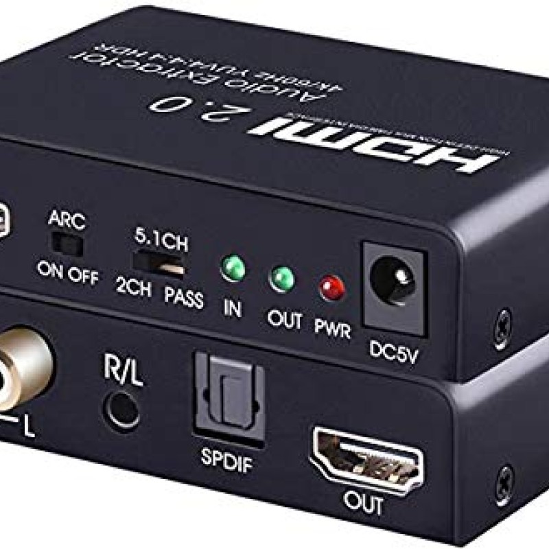 Sprugal HDMI Audio Extractor Dolby Digital/DTS HDR10 4k 60HZ, HDMI to HDMI with Audio Optical Toslink SPDIF + 3.5mm/RCA Stereo HDMI to Audio Converter Adapter HDMI 2.0b, Supports ARC, 18Gpbs Bandwidth Sprugal HDMI Audio Extractor Dolby Digital/DTS HDR10 4k 60HZ, HDMI to HDMI with Audio Optical Toslink SPDIF + 3.5mm/RCA Stereo HDMI to Audio Converter Adapter HDMI 2.0b, Supports ARC, 18Gpbs Bandwidth