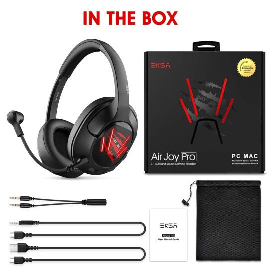 Eksa E3 Mobile Virtual 7.1 Surround Gaming Wired Over Ear Headphones With Mic -3.5Mm For Switch, Computer With Detachable Noise Cancelling, Ultra Lightweight Comfortable Usb Gaming (Red)