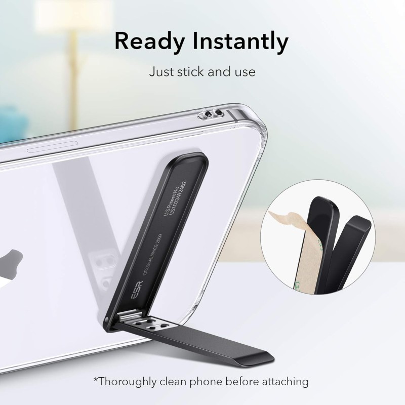 ESR Phone Kickstand, Vertical and Horizontal Phone Stand Holder, Adjustable Angle, Compatible with iPhone 16 15 14 13 12 Samsung Galaxy and More, Black ESR Phone Kickstand, Vertical and Horizontal Phone Stand Holder, Adjustable Angle, Compatible with iPhone 16 15 14 13 12 Samsung Galaxy and More, Black