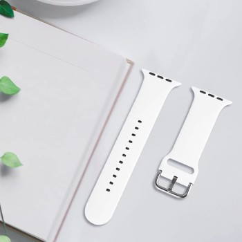 VEMIGON Compatible with Apple Watch Straps 41mm 40mm 38mm, Soft Silicone band with Classic Clasp for iWatch Series 8/7/6/5/4/3/2/1/SE (Watch Not Included)?41/40/38mm, White? VEMIGON Compatible with Apple Watch Straps 41mm 40mm 38mm, Soft Silicone band with Classic Clasp for iWatch Series 8/7/6/5/4/3/2/1/SE (Watch Not Included)?41/40/38mm, White?