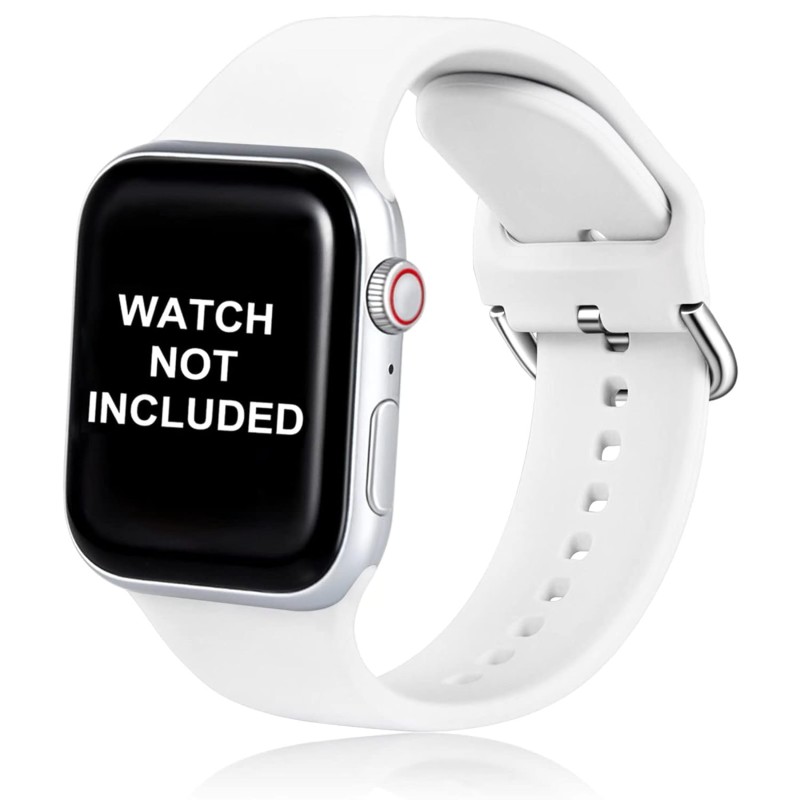 VEMIGON Compatible with Apple Watch Straps 41mm 40mm 38mm, Soft Silicone band with Classic Clasp for iWatch Series 8/7/6/5/4/3/2/1/SE (Watch Not Included)?41/40/38mm, White? VEMIGON Compatible with Apple Watch Straps 41mm 40mm 38mm, Soft Silicone band with Classic Clasp for iWatch Series 8/7/6/5/4/3/2/1/SE (Watch Not Included)?41/40/38mm, White?