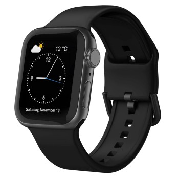 VEMIGON Compatible with Apple Watch Straps 49mm 45mm 44mm 42mm, Soft Silicone band with Classic Clasp for iWatch Series 8 7 6 5 4 3 2 1 SE Ultra (Watch Not Included)?49/45/44/42mm, Black?