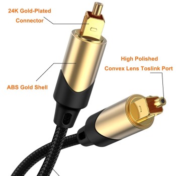 Cablecreation Toslink Cable Male To Male Digital Optical Audio Cable With Gold-Plated Connector For Home Theater, Sound Bar, Vd/Cd Player, Blu-Ray Players, Game Console And More For Television (10Ft) Cablecreation Toslink Cable Male To Male Digital Optical Audio Cable With Gold-Plated Connector For Home Theater, Sound Bar, Vd/Cd Player, Blu-Ray Players, Game Console And More For Television (10Ft)
