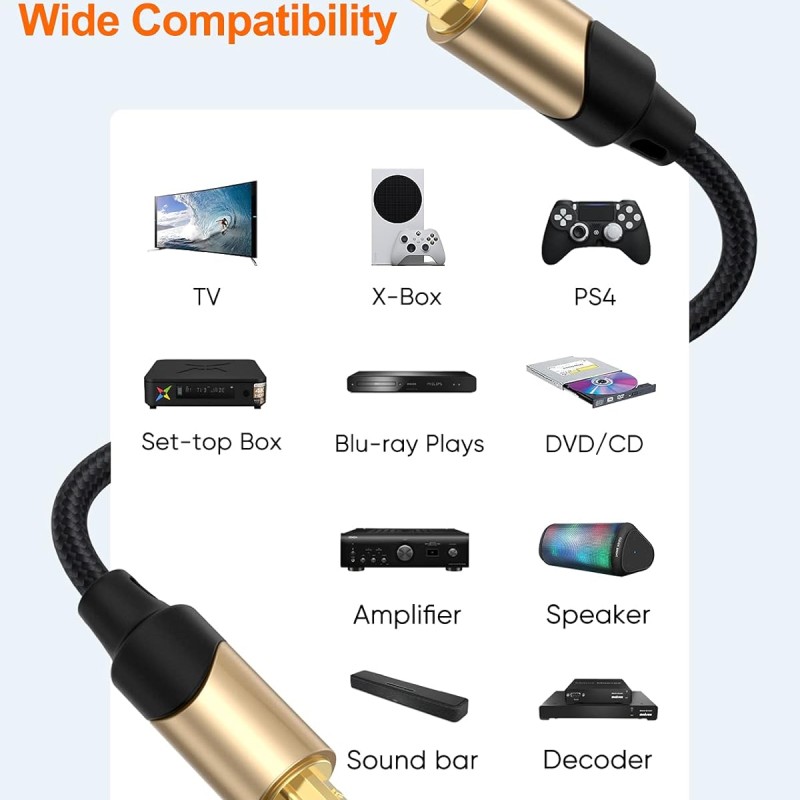 Cablecreation Toslink Cable Male To Male Digital Optical Audio Cable With Gold-Plated Connector For Home Theater, Sound Bar, Vd/Cd Player, Blu-Ray Players, Game Console And More For Television (10Ft) Cablecreation Toslink Cable Male To Male Digital Optical Audio Cable With Gold-Plated Connector For Home Theater, Sound Bar, Vd/Cd Player, Blu-Ray Players, Game Console And More For Television (10Ft)
